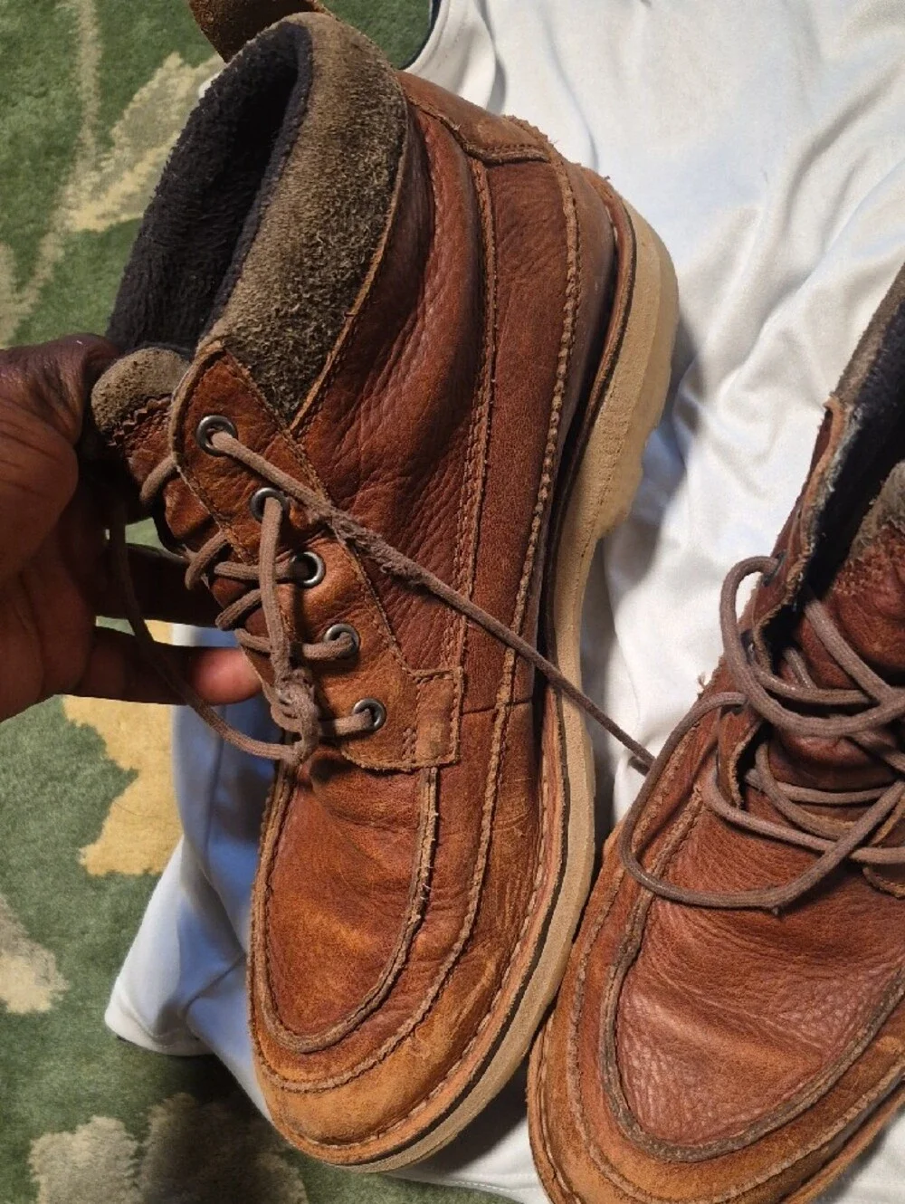 Clarks Brown Leather Moc-Toe Lace-Up Boots